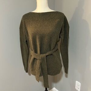Madewell Size S Olive‎ Wool Alpaca Blend Sweater with Tie